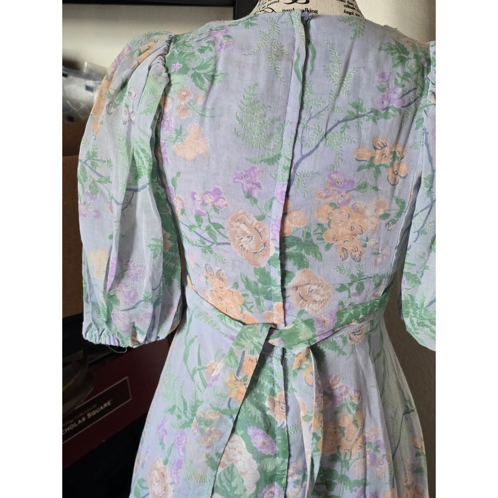 Jody of California Dress Womens XS Purple Vintage 70s Floral Prairie Cottagecore - Picture 6 of 16